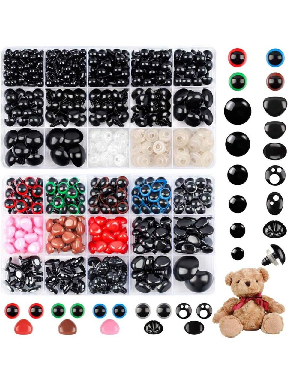 856PCS Safety Eyes and Noses for Amigurumi, Stuffed Crochet Eyes with Washers